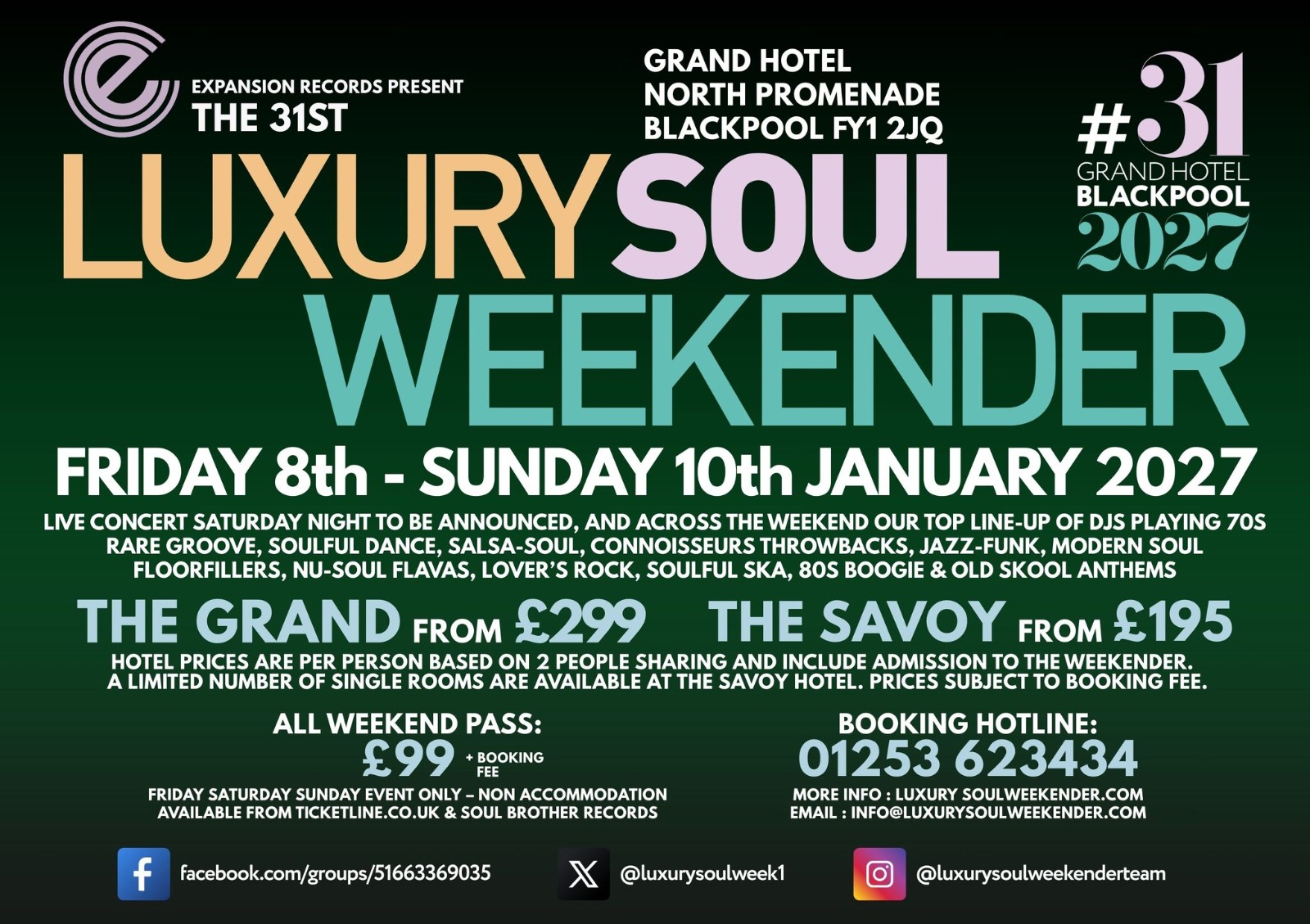 Luxury Soul Weekender 8th - 10th January 2027